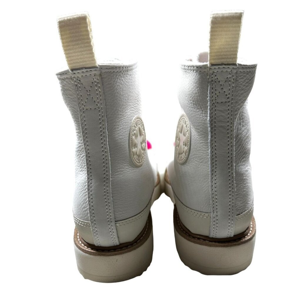 Converse Chuck Taylor All Star Shoes Womens Size 10 White Leather High Top Boots - Picture 10 of 16